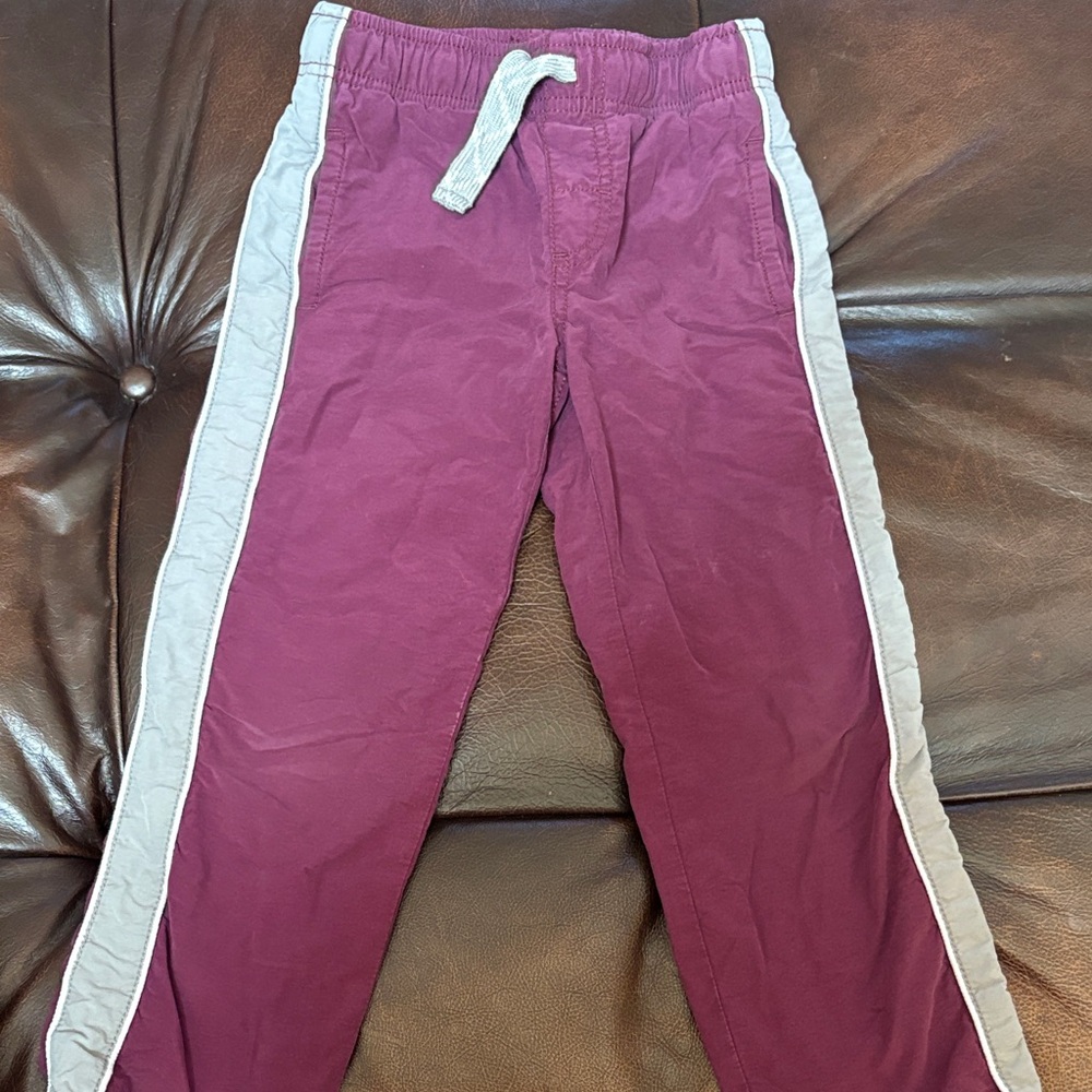 Gymboree Burgundy Active Pants with Gray Stripes Size 5